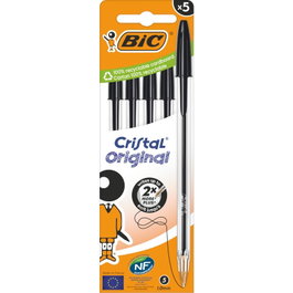 Bic Cristal Original Bolígrafos Tinta Negra 5 Unidades